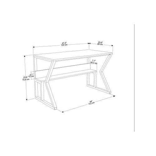 Hanah home Radni sto, 120x72,8x60​ cm, Zeleno-bijeli Slike