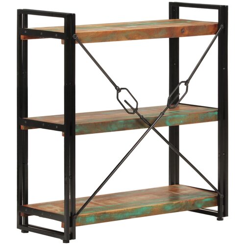  Regal za knjige s 3 razine 77x30x80cm obnovljeno drvo i željezo Slike