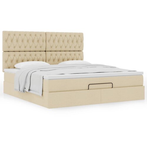 vidaXL otomanski krevet s madracem krem 160x200 cm od tkanine Cijene