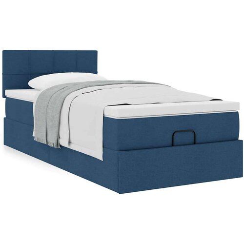 VidaXL otomanski okvir kreveta s madraca plavi 90x190cm od tkanine Slike