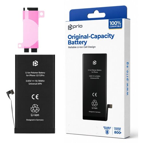 Prio Baterija za Apple iPhone 12 / 12 Pro, 2815 mAh, vključen trak za pritrditev Slike