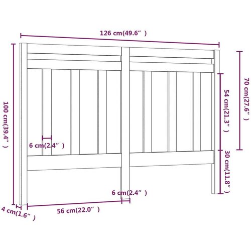  Uzglavlje za krevet crno 126 x 4 x 100 cm od masivne borovine Slike