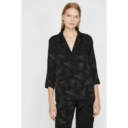 Koton Women's Black Patterned Pajama Top