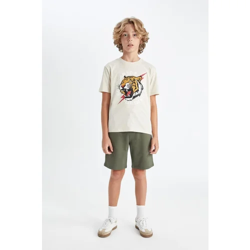 Defacto Boy's Printed Short Sleeve T-Shirt Shorts 2-Piece Set