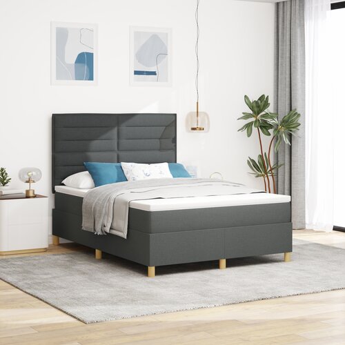 VidaXL krevet s kutijom opruge s madracem tamnosiva 160x200 cm tkanina Slike