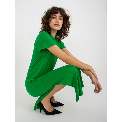 Fashion Hunters Green midi dress with slits by Liliane Slike