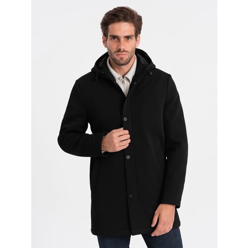 Ombre Men's insulated coat with hood and concealed zipper - black Slike