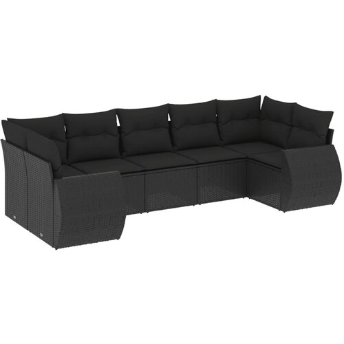 Maison Chic Seti vrtnega pohištva - Vrtna garnitura - Vrtni pohištvo set 7-delna z blazinami črn poli ratan, (21802426) Cene