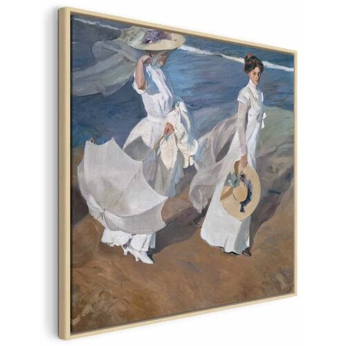  Slika - Joaqu&iacute;n Sorolla y Bastida &ndash; Strolling along the Seashore 80x80 U prirodnom drvenom okviru Cijene