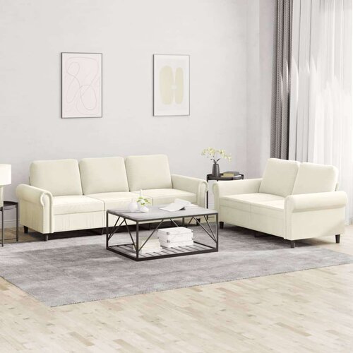 VidaXL 2-dijelni set sofa s jastucima krem bar&amp;scaron;unasti Slike