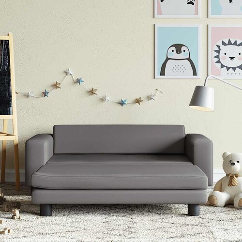  Dječja sofa s tabureom siva 100 x 50 x 30 cm od umjetne kože Cijene