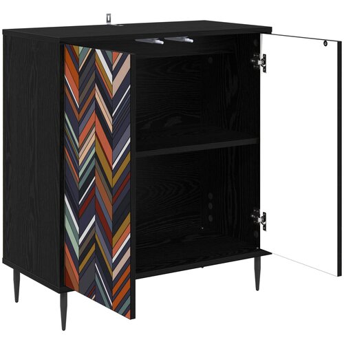  Kreveta OMMEN Crni hrast 69 x 33 x 76 cm Konstruirano drvo Slike