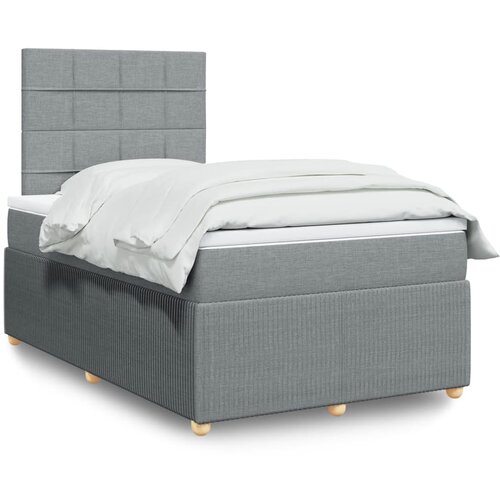 vidaXL Box spring postelja z vzmetnico svetlo siva 120x200 cm blago Cene