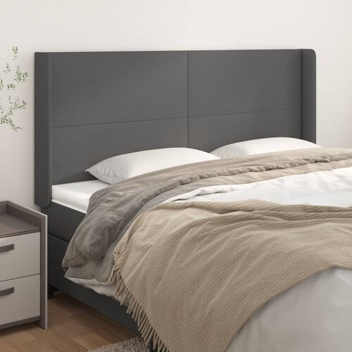 VidaXL Uzglavlje s u&amp;scaron;ima sivo 183x16x118/128 cm od umjetne kože Slike