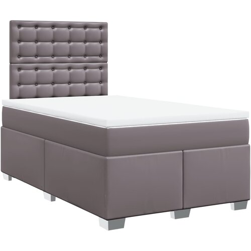 VidaXL Krevet s oprugama i madracem sivi 120x190 cm od umjetne kože Slike