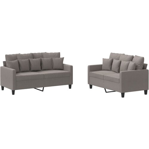  2-dijelni set sofa s jastucima smeđesivi od tkanine Slike