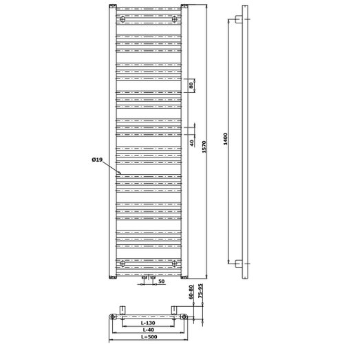 Bruckner kupatilski radijator albrecht 157x50 cm mat crne boje Slike