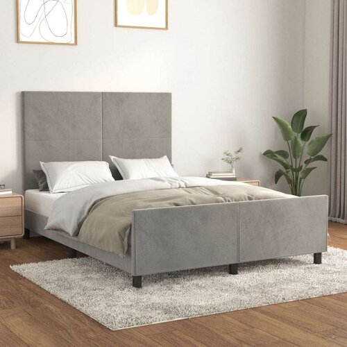  Posteljni okvir z vzglavjem svetlo siv 140x200 cm žamet, (20788257) Slike