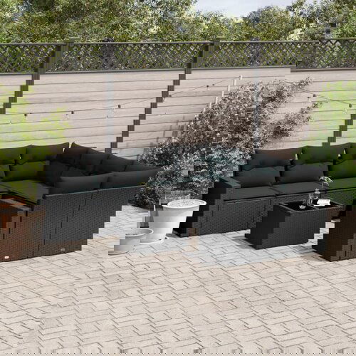 vidaXL 9-dijelni set vrtnih sofa s jastucima crni od poliratana Cijene