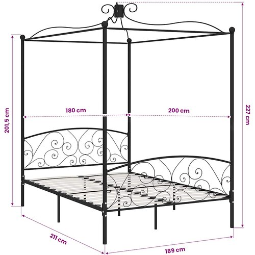  Okvir za krevet s nadstre&amp;scaron;nicom crni metalni 180 x 200 cm Slike