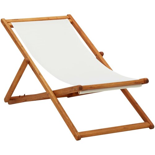  Sklopiva stolica za plažu od drva eukaliptusa i tkanine krem Cene