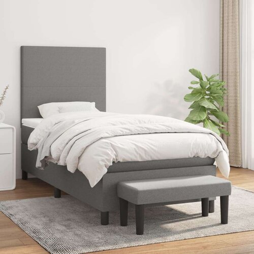  Box spring postelja z vzmetnico temno siva 80x200 cm blago, (20790051) Slike