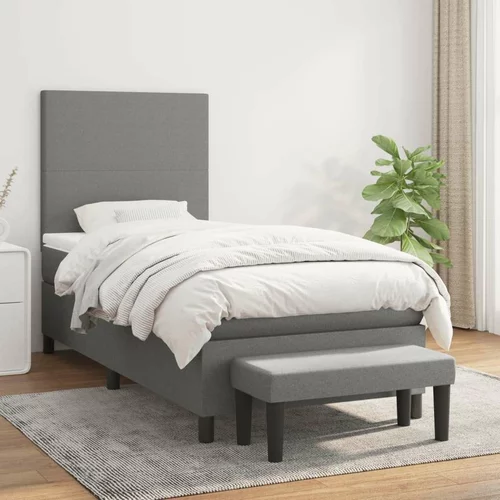  Box spring postelja z vzmetnico temno siva 80x200 cm blago, (20790051)