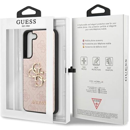 Guess GUHCS23S4GMGPI ovitek za Samsung Galaxy S23 5G - roza z zlatim logom Slike