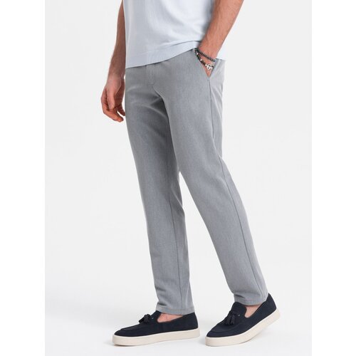 Ombre Eleganckie męskie spodnie chino o klasycznym kroju - jasnoszare Cijene