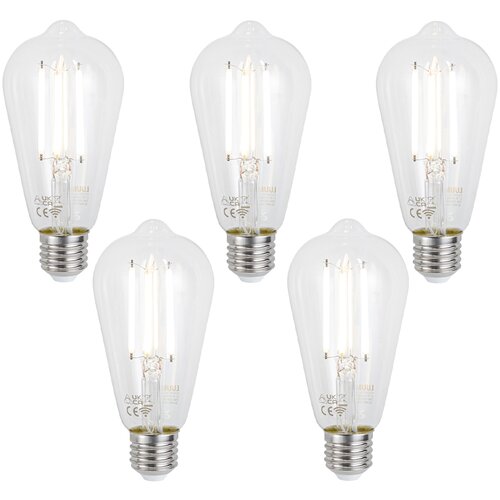 LUUMR Komplet 5 Pametne zatemljive LED žarnice E27 ST64 prozorna 7W 806lm 2700-6500K Cene