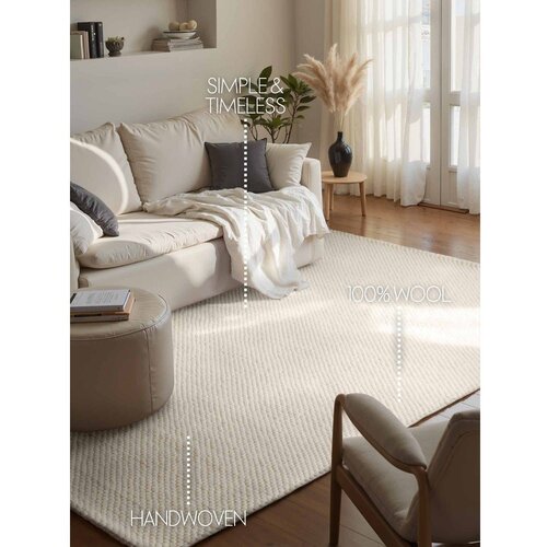 Elle Decoration Kremno bela ročno tkana volnena preproga 160x230 cm Lyon Beans &amp;ndash; Slike