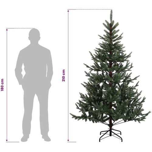 Umjetno božićno drvce s nogom 210 cm PVC i metal Zelena - Zelena 210 cm bez LED svjetala Slike