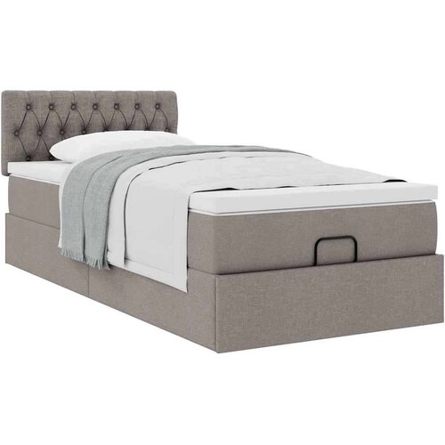 VidaXL otomanski okvir kreveta s madraca smeđesivi 90x200cm od tkanine Slike