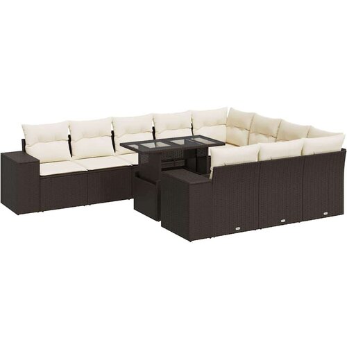 vidaXL 11-dijelni set vrtnih sofa od poliratana s jastucima smeđi Cijene