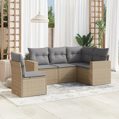  5-dijelni vrtni set sofa s jastucima bež od poliratana Cijene