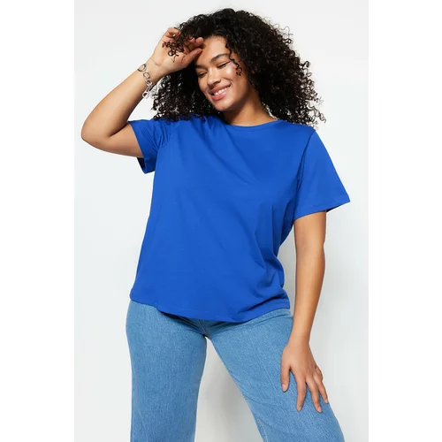 Trendyol Curve Plus Size T-Shirt - Blue - Regular fit