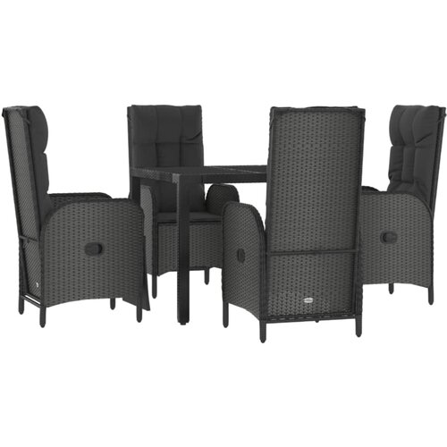 5-dijelni vrtni blagovaonski set s jastucima od poliratana crni Crna Dužina stola 90 cm Slike