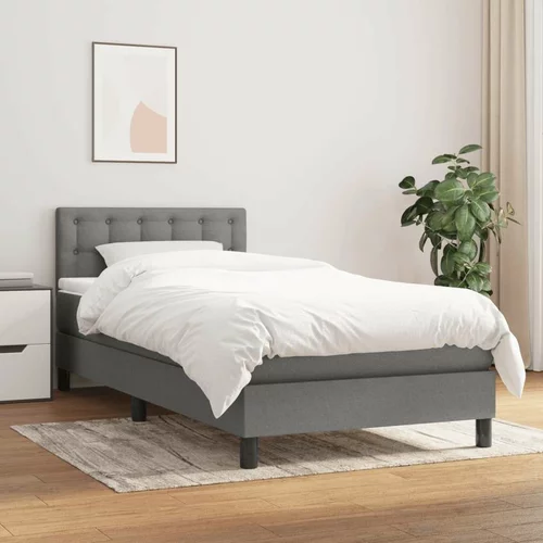 Box spring postelja z vzmetnico temno siva 80x200 cm blago, (20725463)