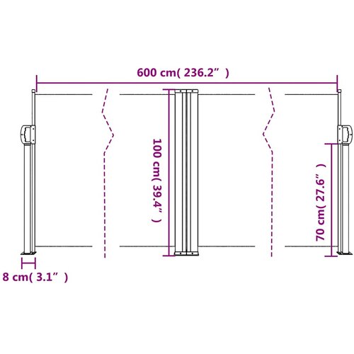  Uvlačiva bočna tenda 100 x 600 cm crvena Slike