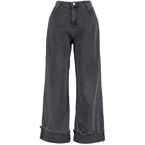 Trendyol Curve Plus Size Jeans - Gray - Wide leg Slike