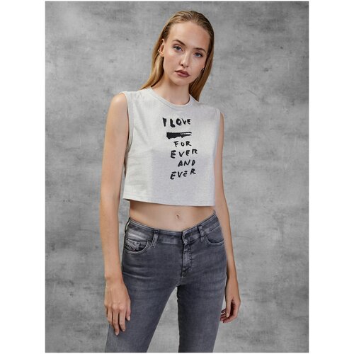 Diesel Light Grey Women's Cropped T-Shirt - Women Cene