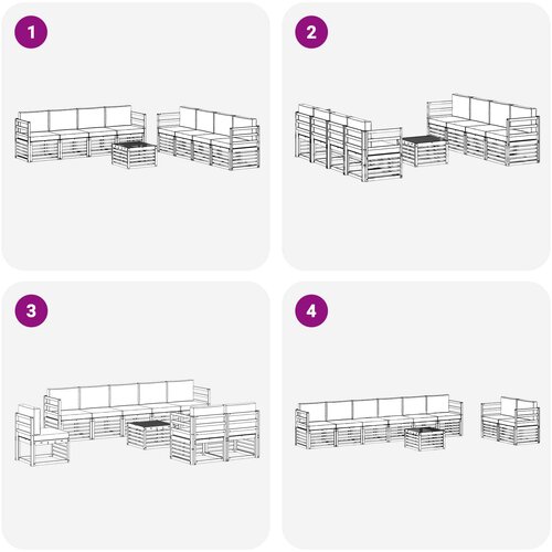  Set vanjskih sofa 9 kom. Bijela i krem Poliester 59 x 59 x 37 cm Slike