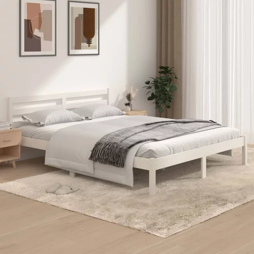 vidaXL Okvir za krevet od borovine 150x200 cm bijeli 5FT veliki bračni