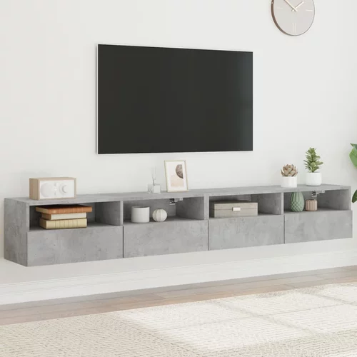  Zidni TV ormarići 2 kom siva boja betona 100x30x30 cm drveni