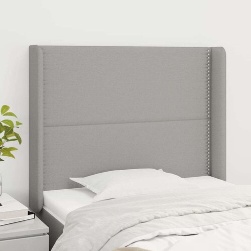  Uzglavlje s u&amp;scaron;ima svjetlosivi 103x16x118/128 cm od tkanine Slike