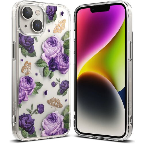 Ringke Ovitek za oklep z gel okvirjem za iPhone 14 Plus Fusion Design Purple Rose prozoren, (21522072) Cene