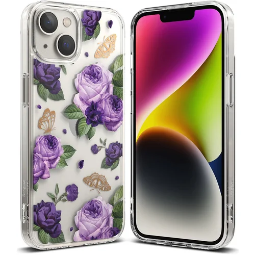 Ringke Ovitek za oklep z gel okvirjem za iPhone 14 Plus Fusion Design Purple Rose prozoren, (21522072)