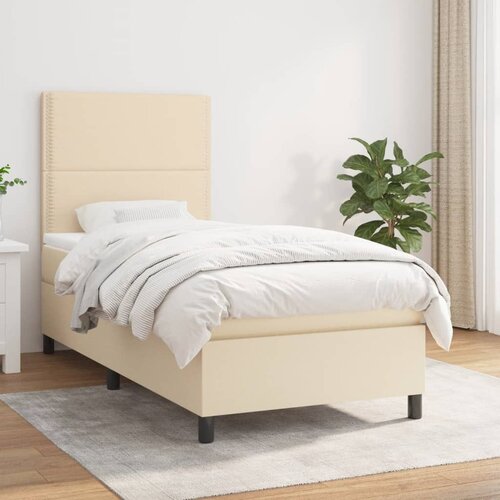 The Living Store Box spring postelja z vzmetnico krem 90x190 cm blago - Box Spring Postelja, (21513592) Cene