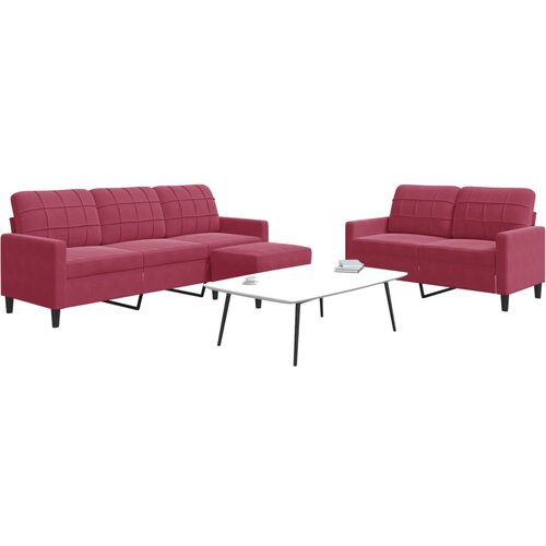  3-dijelni set sofa s jastucima crvena boja vina bar&scaron;unasti Cijene