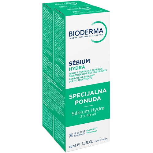 Bioderma Sebium Hydra hidrantna krema za lice za masnu kožu, 2 x 40 ml Slike